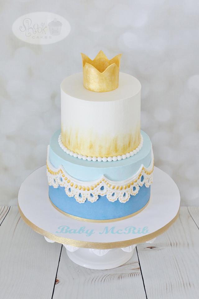 ROYAL PILLOW BABYSHOWER CAKE - ROYAL BLUE & GOLD | Sweets By Jazz LLC