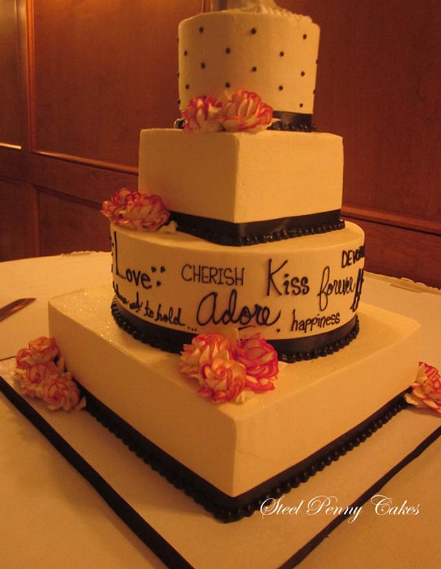 'Love Words' wedding cake