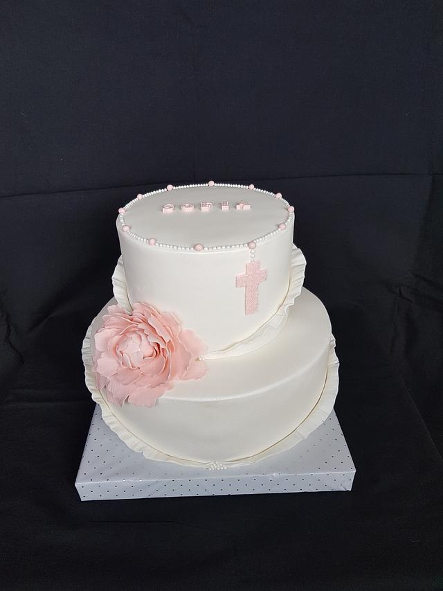 Elegant Christening Cake Cake By Tirki Cakesdecor