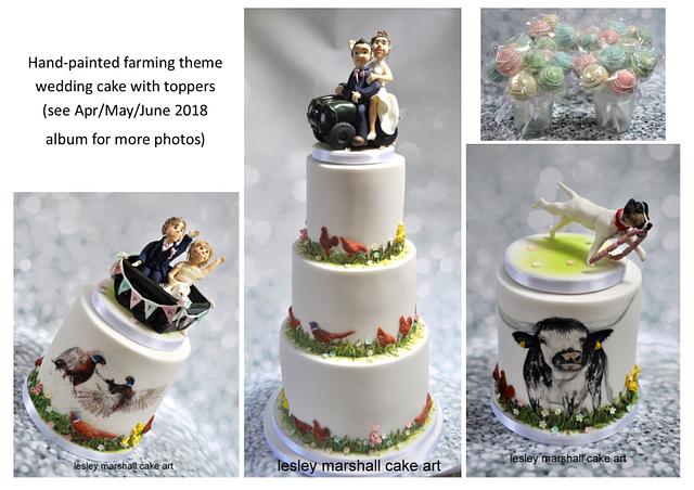 Handpainted farming wedding cake