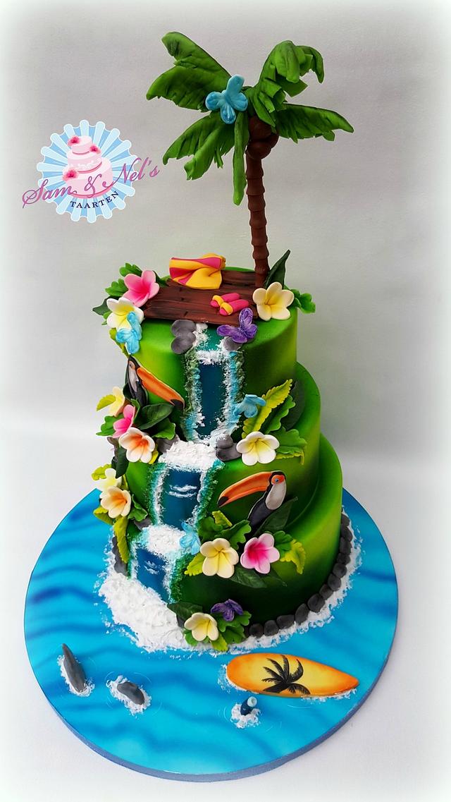 tropical-cake-decorated-cake-by-sam-nel-s-taarten-cakesdecor