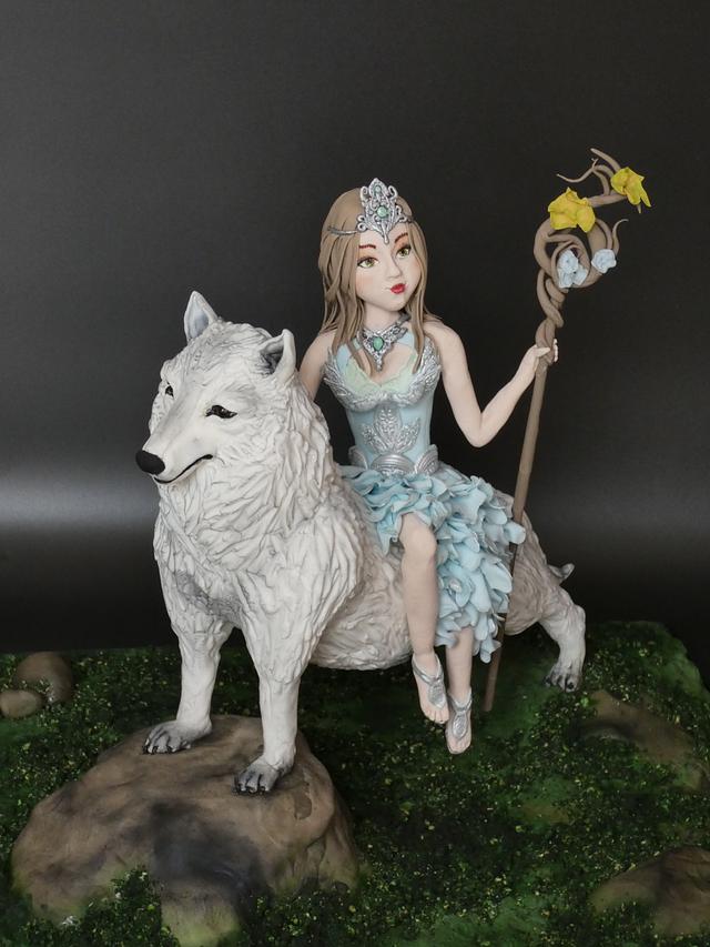 Girl with wolf - Decorated Cake by Olina Wolfs - CakesDecor