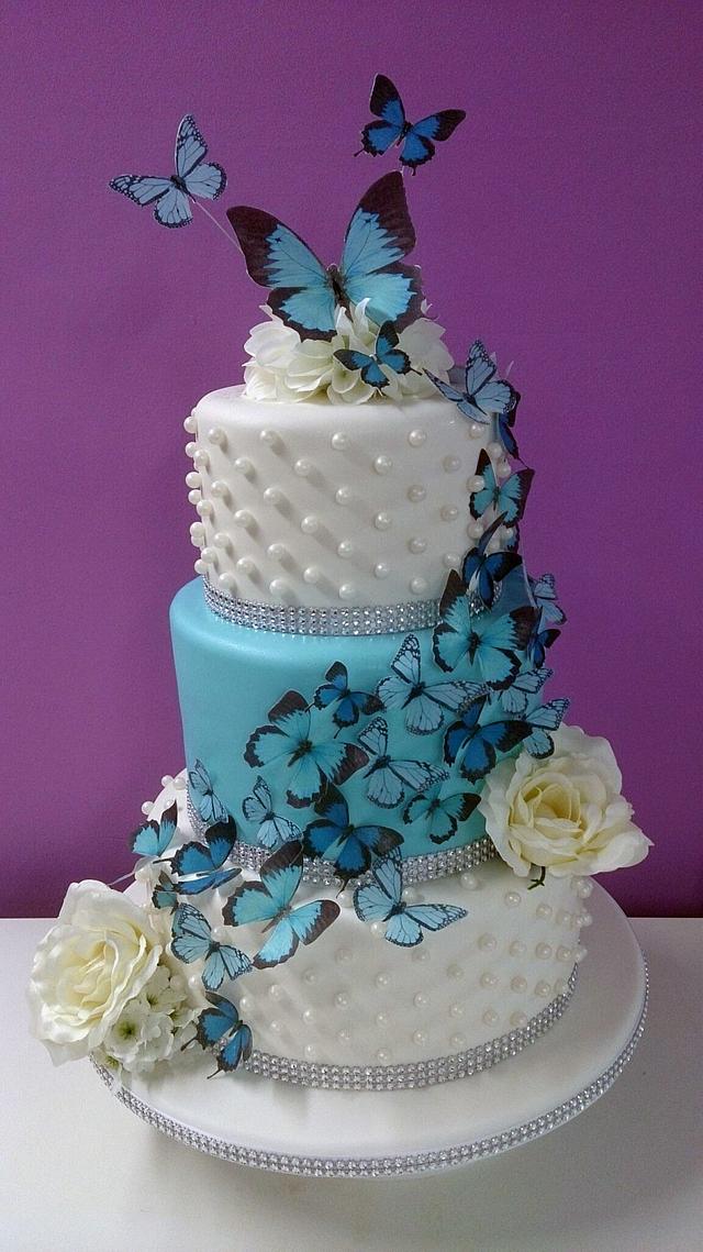 3 Tier Butterfly Wedding Cake - Cake by Hayley-Jane's - CakesDecor