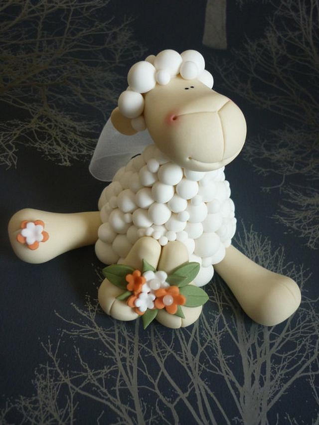 Sheep wedding cake toppers