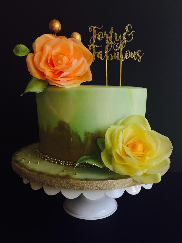 Garden rose cake - Decorated Cake by SheelaK - CakesDecor