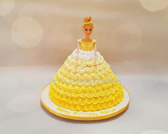 yellow barbie cake