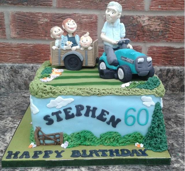 Lawn mower cake- (and a cart load full of mischief)