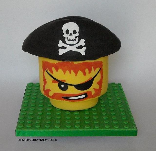 Pirate Lego Head Cake - Decorated Cake by welcometreats - CakesDecor