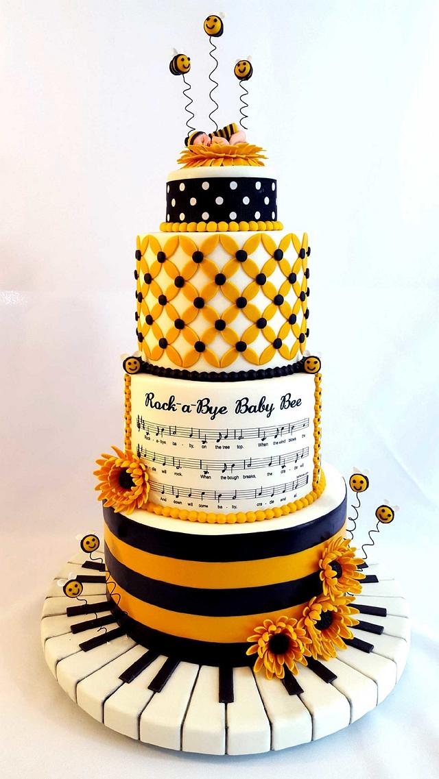 Bumble Bee & Musical Themed Baby Shower Cake