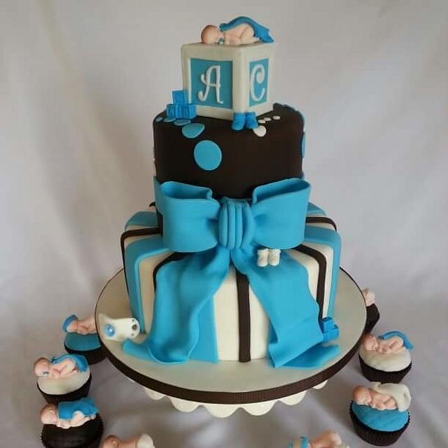 Baby Block Baby Shower Cake - Decorated Cake by Shawna - CakesDecor