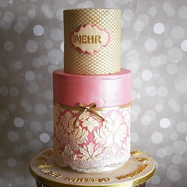 Damasked beauty Decorated Cake by Indulgence by CakesDecor