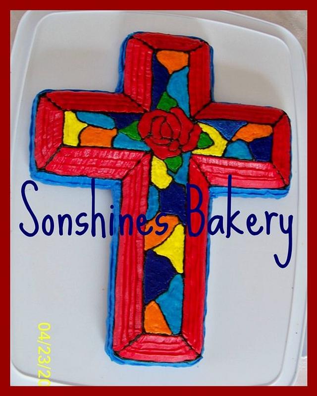 Stained Glass Cross Cake By Sonshines Cakesdecor