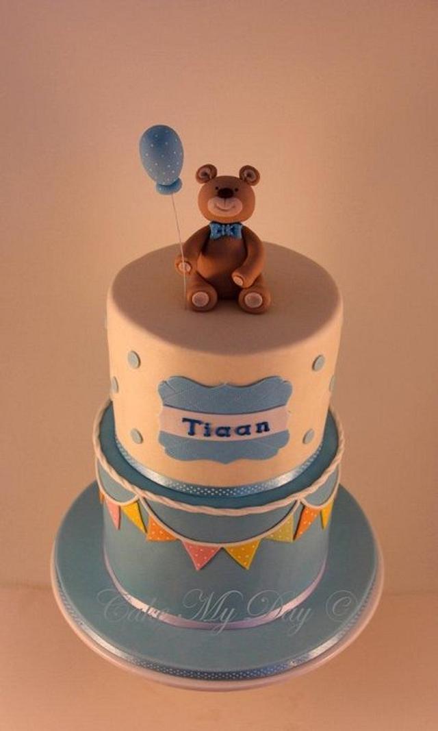 Christening Teddy - Decorated Cake by Cake My Day - CakesDecor