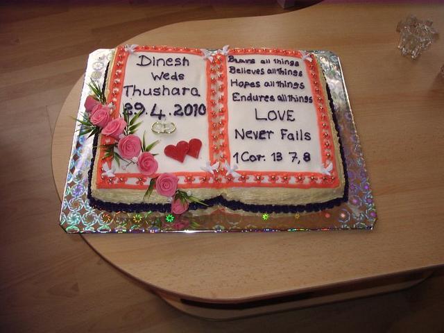 Cake with Bible verse for wedding