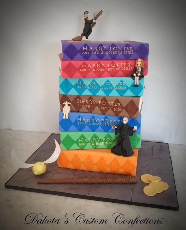 Harry Potter Stacked Book Cake Cake by Dakota's Custom CakesDecor