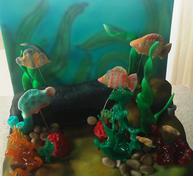 aquarium birthday cake Cake by Eleni Orfanidou CakesDecor