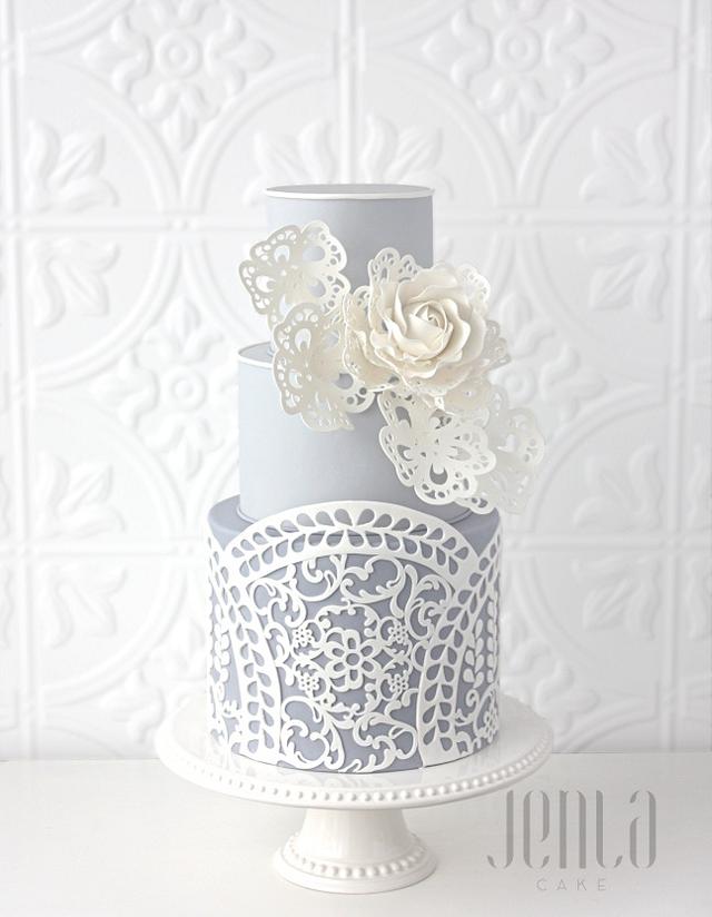 Laser-Cut Cake and Fleur - Decorated Cake by Jen La - - CakesDecor