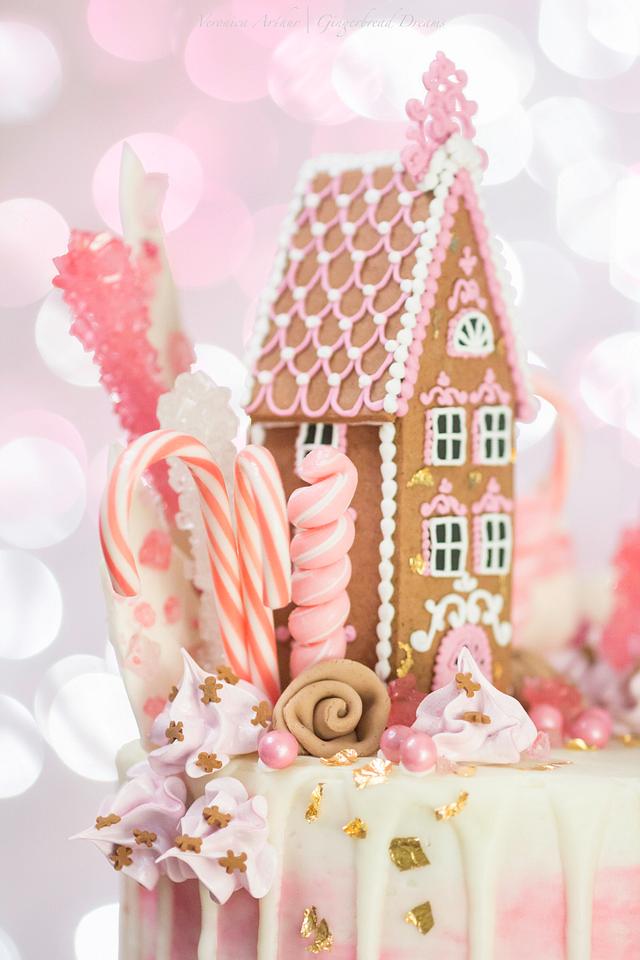 Pink Gingerbread Drip Cake