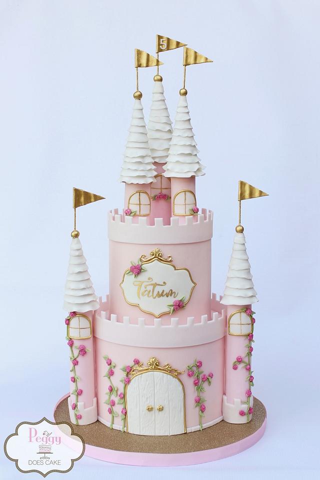 Pink Castle Cake - Decorated Cake by Peggy Does Cake - CakesDecor