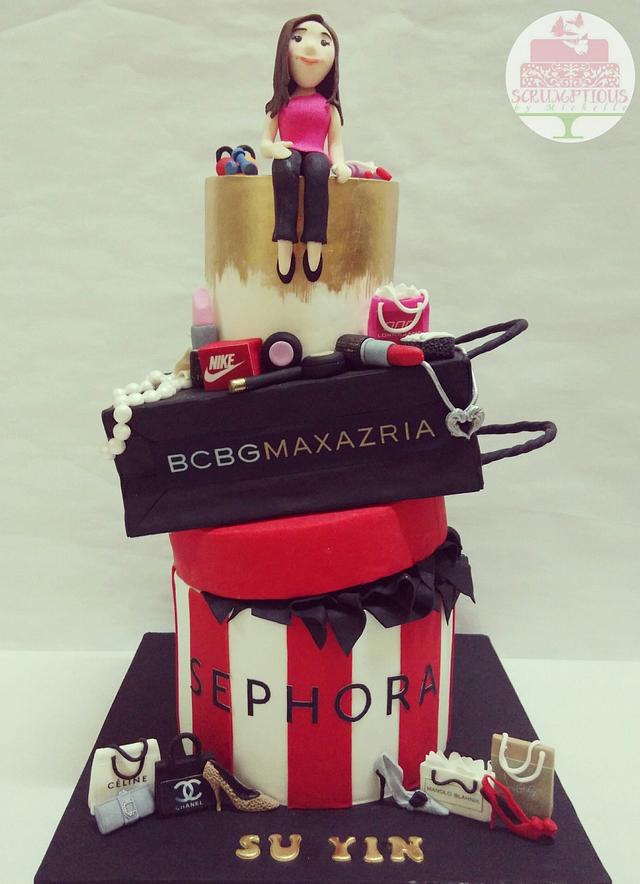 Red, black and gold birthday cake - Cake by Michelle Chan - CakesDecor