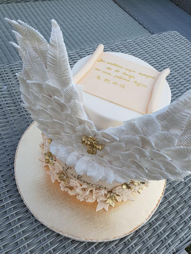 Angel wings christening cake - Decorated Cake by Dubravka - CakesDecor