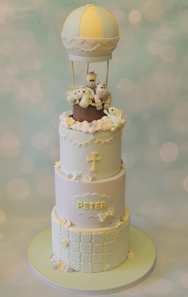 Hot air balloon Christening - Decorated Cake by Shereen - CakesDecor