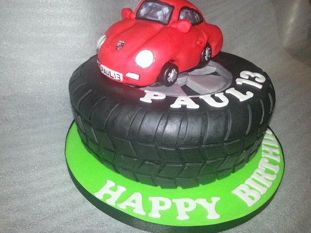 porsche 911 tyre cake Cake by nikki scott CakesDecor