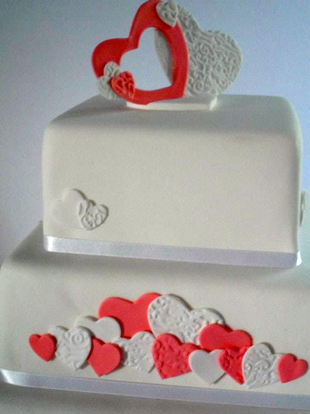 Classic Style Heart Themed Wedding Cake - Cake by - CakesDecor