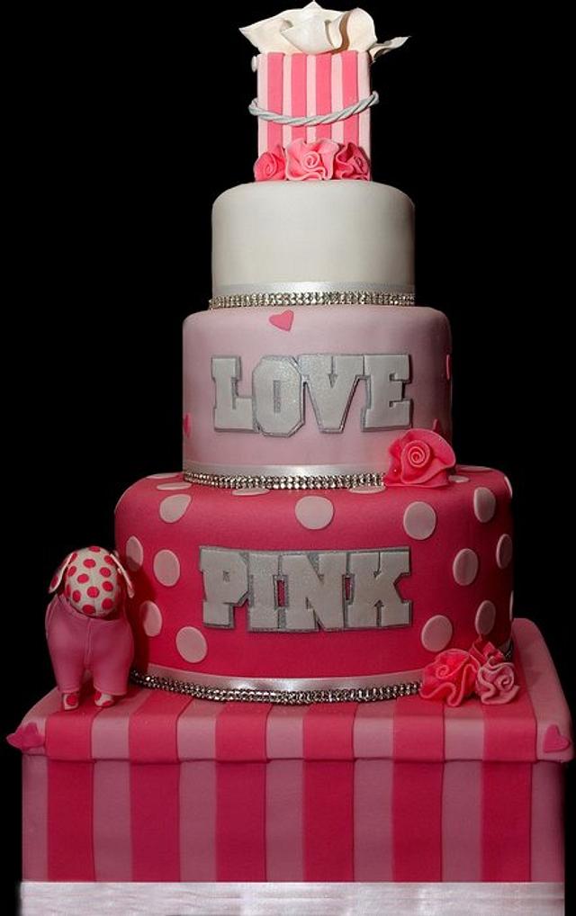 Victorias Secret Pink Themed Sweet 16 Decorated Cake Cakesdecor 8673