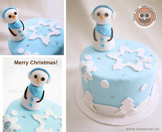 Snowman Christmas cake~ - Decorated Cake by Sweet Owl - CakesDecor