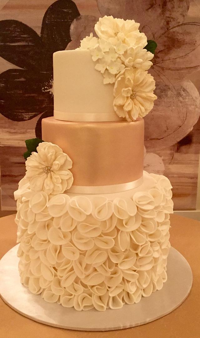 Ruffled Wedding Cake Decorated Cake By Le Cake Design Cakesdecor 