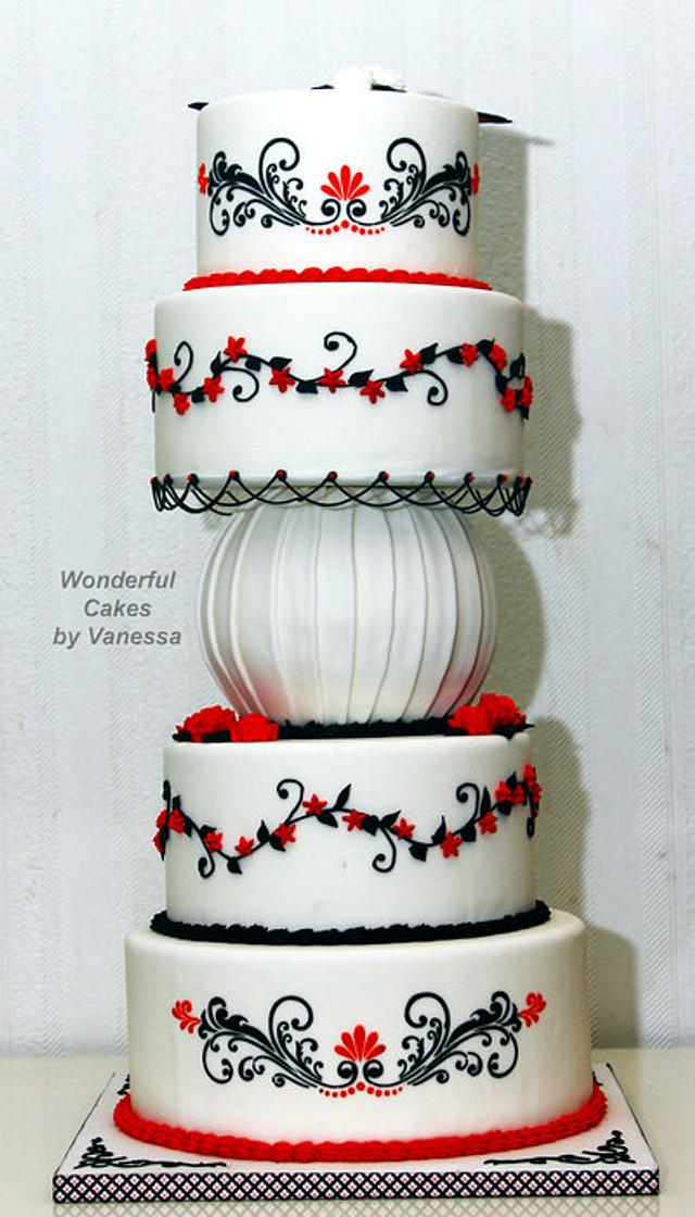 red, black & white - Decorated Cake by Vanessa - CakesDecor