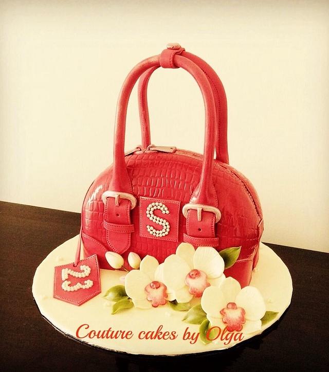 Fancy red bag - Decorated Cake by Couture cakes by Olga - CakesDecor
