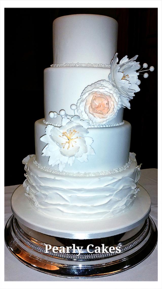 Simply Elegant White Wedding Cake - Decorated Cake by - CakesDecor