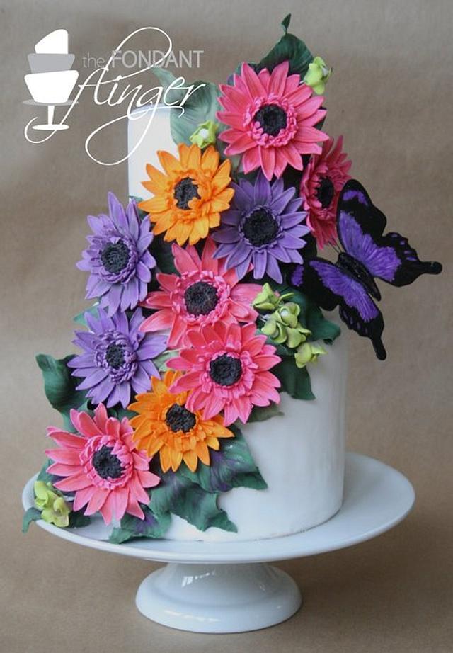 Gerber Daisy Butterfly Cake