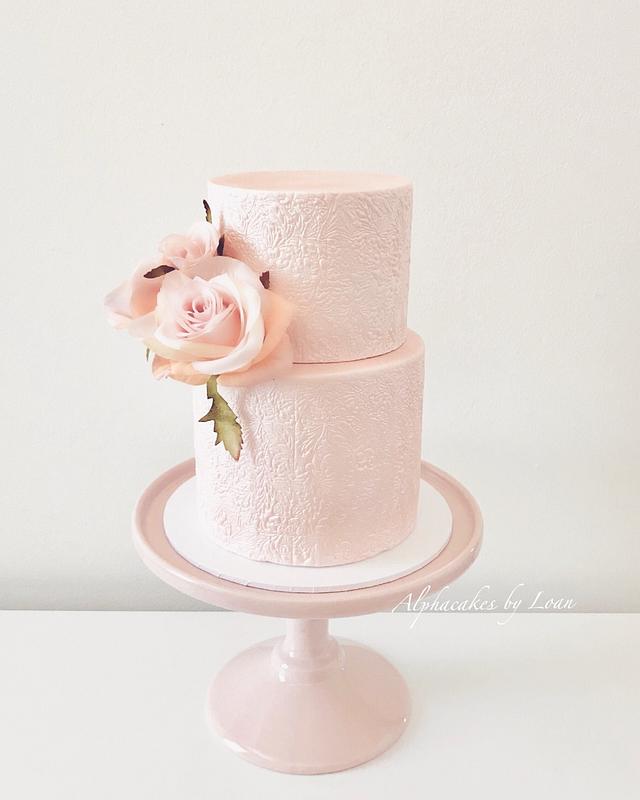 Embossed Wedding Cake Decorated Cake by CakesDecor