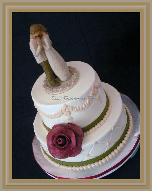 A single rose wedding cake