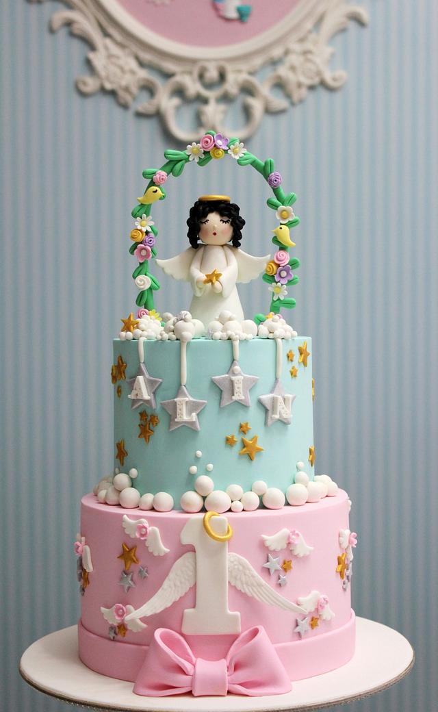 Cakelicious - Angel themed first birthday cake. | Facebook