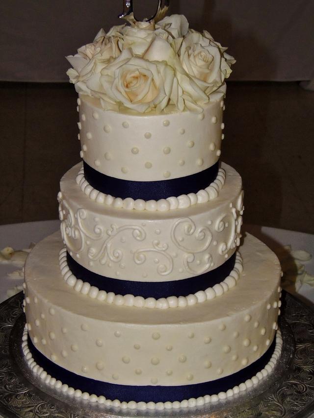 White and navy wedding cake buttercream - Decorated Cake - CakesDecor