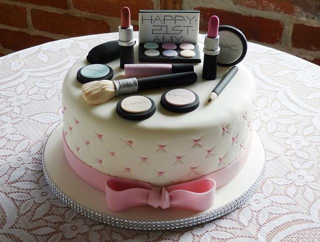 21st Birthday Mac Makeup Cake Cake By Angel Cake Design Cakesdecor