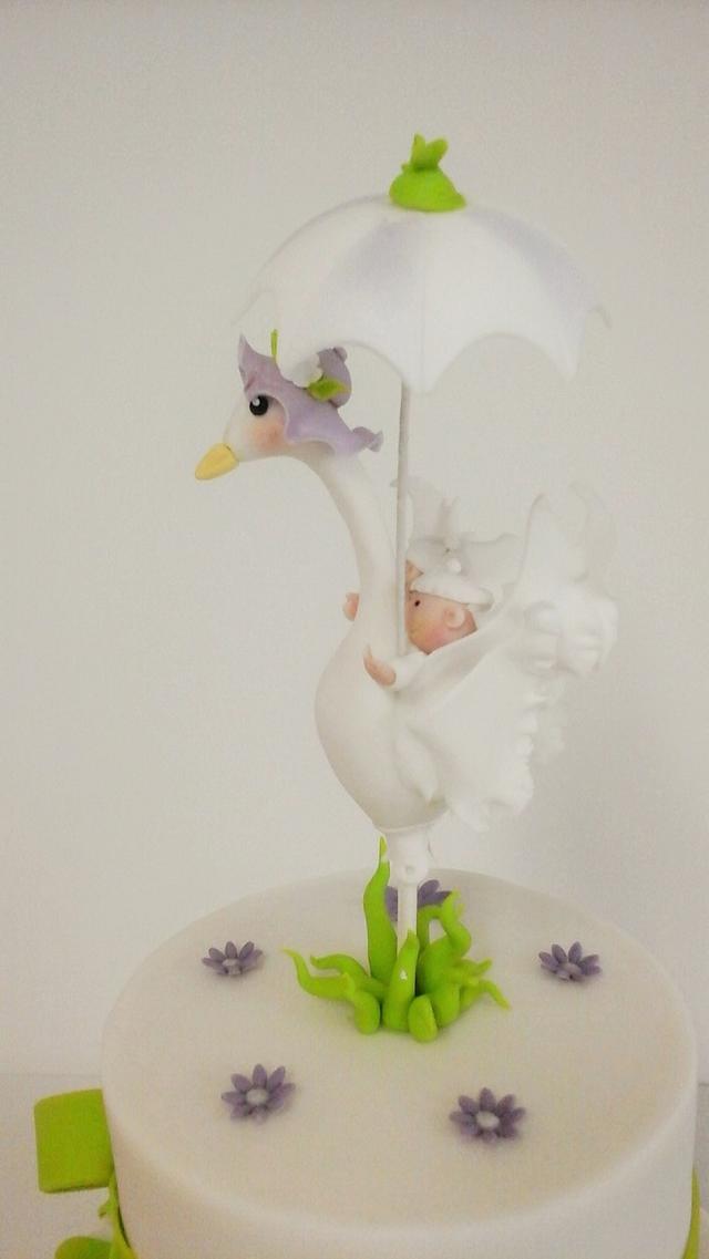 Stork Baby Shower Cake By Karina Leonard Cakesdecor