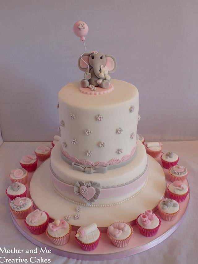 Baby Elephant Baby Shower Cake - Cake by Mother and Me - CakesDecor