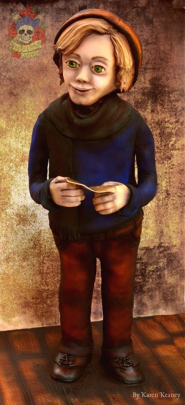 Life size Charlie Bucket Decorated Cake by Karen Keaney CakesDecor