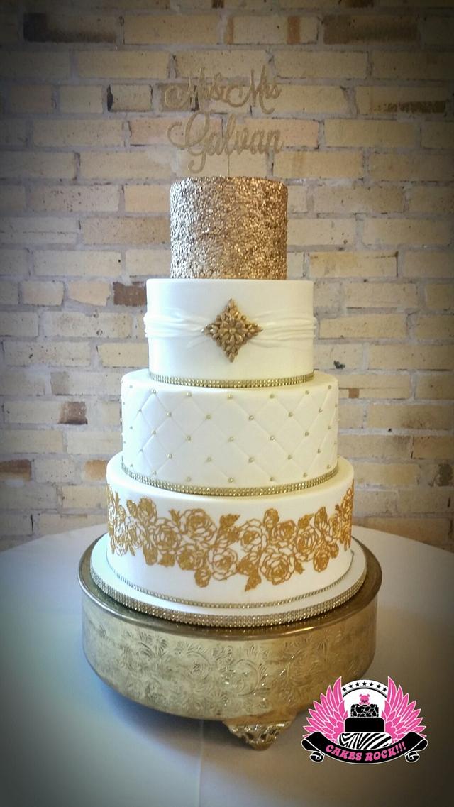 Gold Glitter Wedding - Cake by Cakes ROCK!!! - CakesDecor