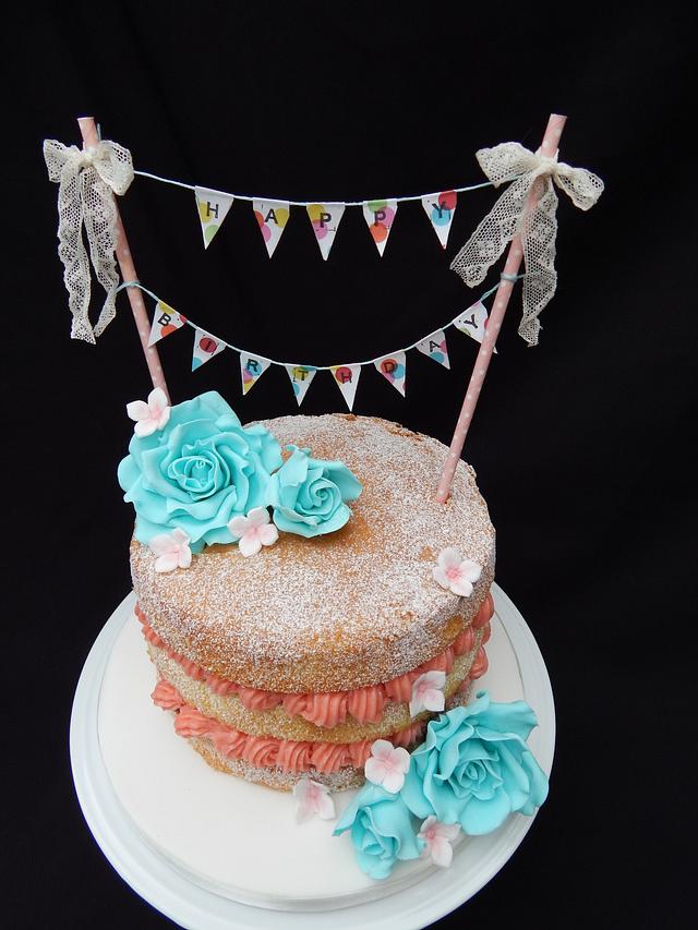 My First Naked Cake With Handmade Bunting Cake By Cakesdecor 8503