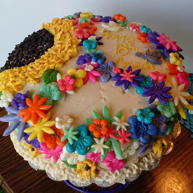 Hippie Sunflower cake - Cake by Paddy Cakes Gluten Free - CakesDecor