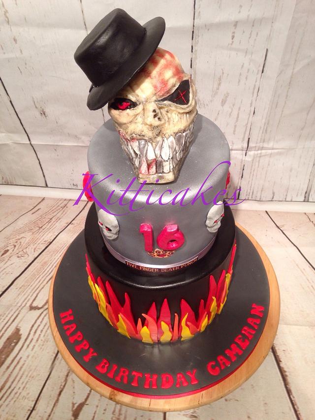 Five Finger Death Punch Skull Cake cake by Kitticakes