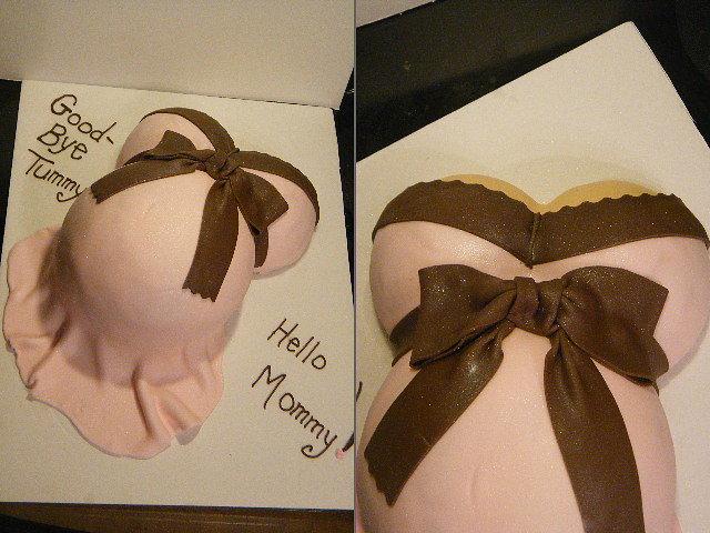 Pink and brown belly cake