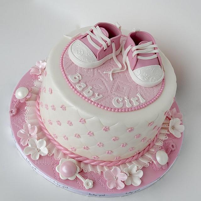 Baby Girl Booties Cake Decorated Cake by Tatyana CakesDecor