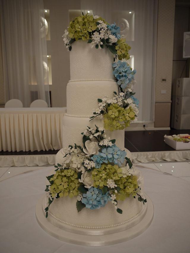 Hydrangea wedding cake cake by Galatia CakesDecor Hydrangea wedding cake cake by Galatia CakesDecor